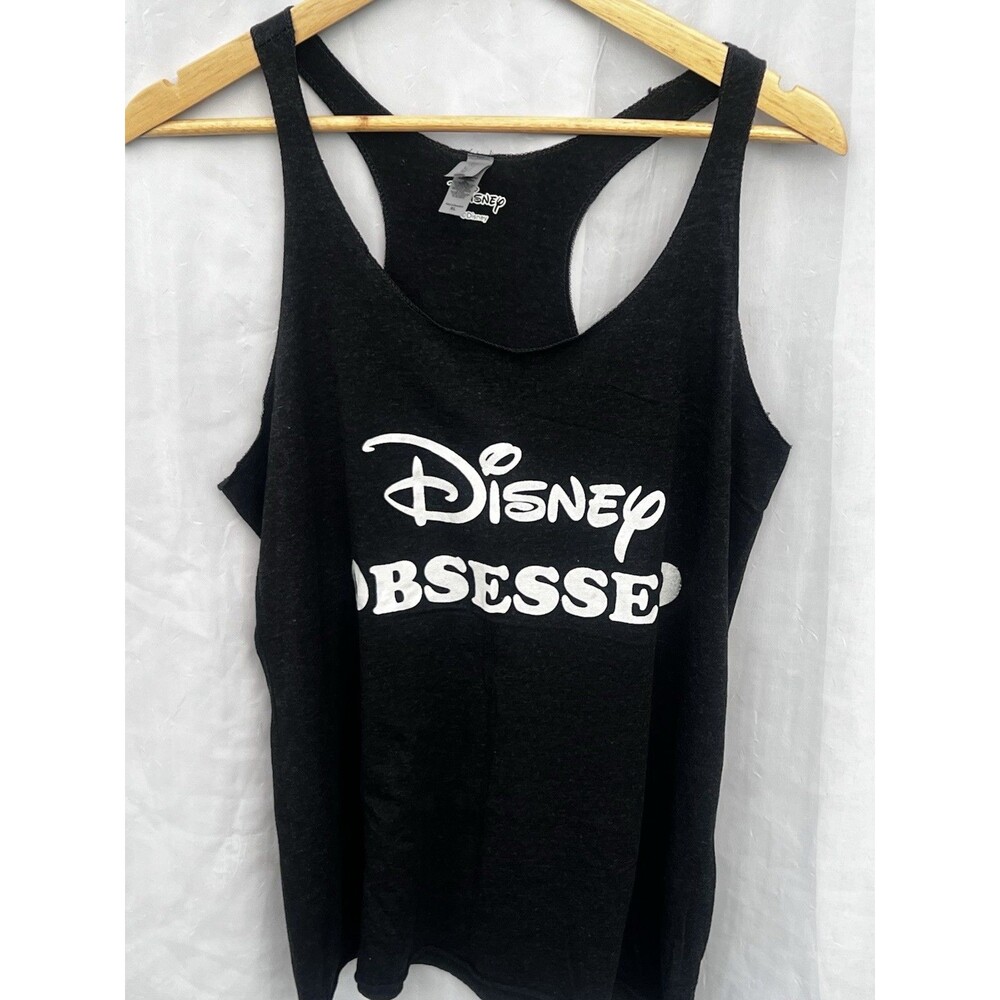 Disney Obsessed Tank Top Womens XL Dark Heather Gray Racerback Next Level